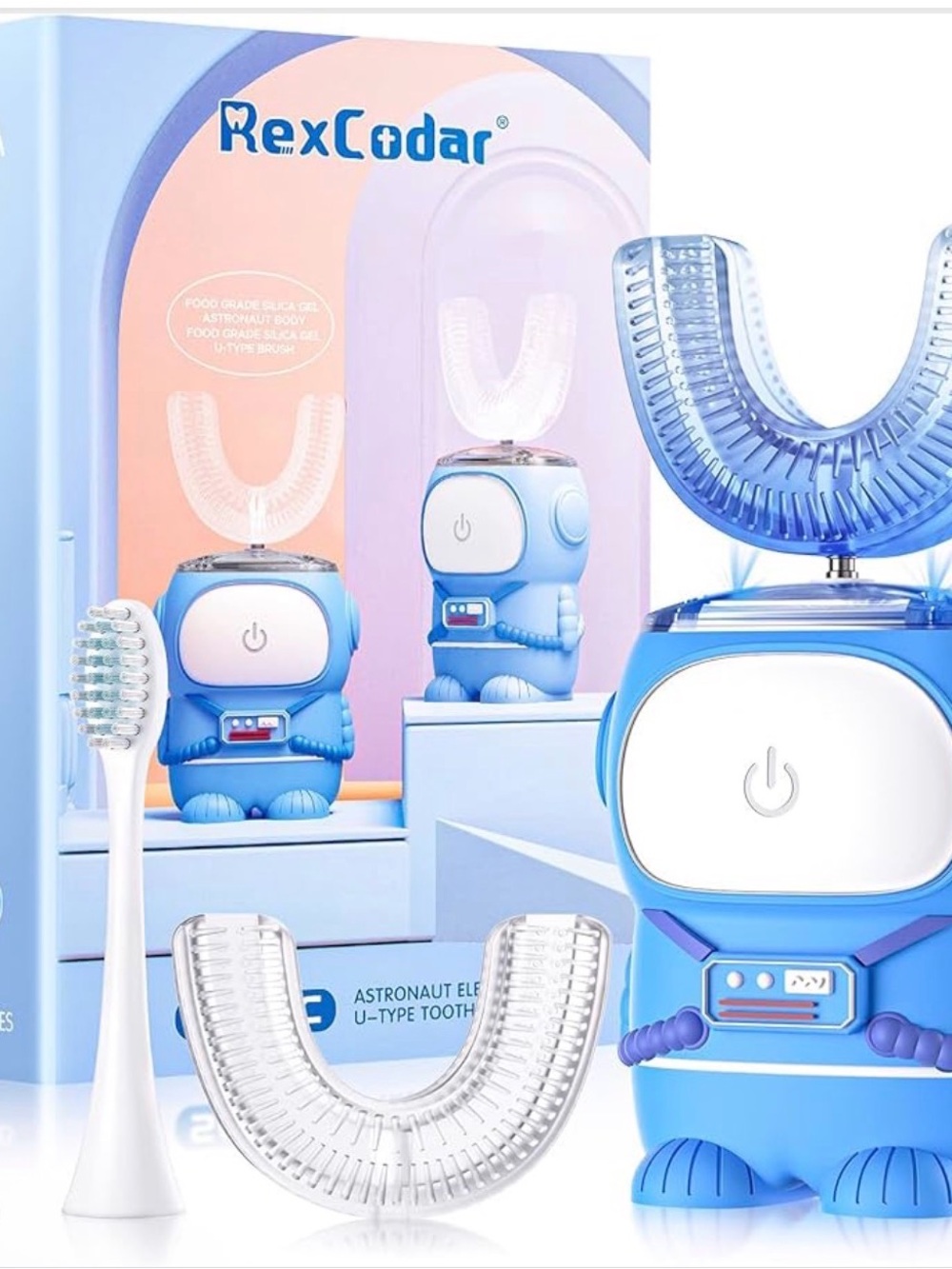 RexCodar Kids Astronaut U‑Type Electric Toothbrush - Blue